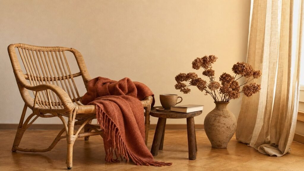 Fauteuil et plaid, ambiance douce pour débuter le Reiki