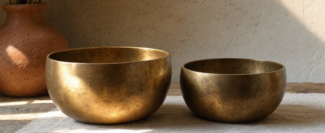Deux bols chantants cote a cote, comparaison entre Reiki Usui et Holy Fire